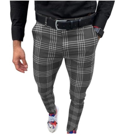 Large Plaid Striped Casual Fashion Foot Pants